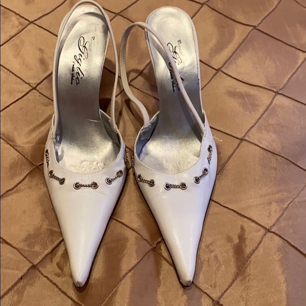Giglio elegant white sling back shoes,size 38